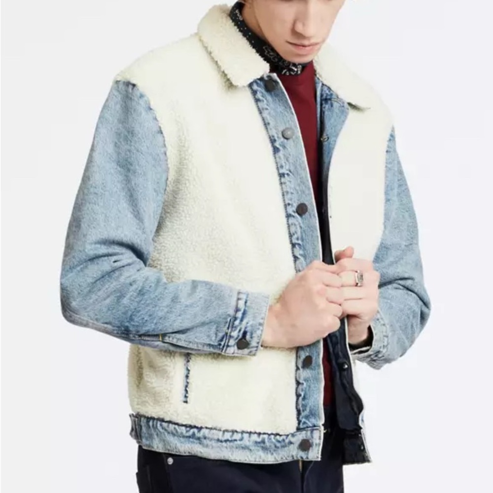 Levi’s Mens Denim Sherpa Trucker Jean Jacket Size M